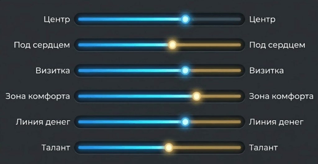 Визуальная шкала или диаграмма позиций с возможностью отметить свои